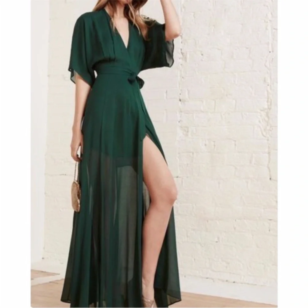 NEW Reformation Winslow Dress Emerald XS - Picture 15 of 17